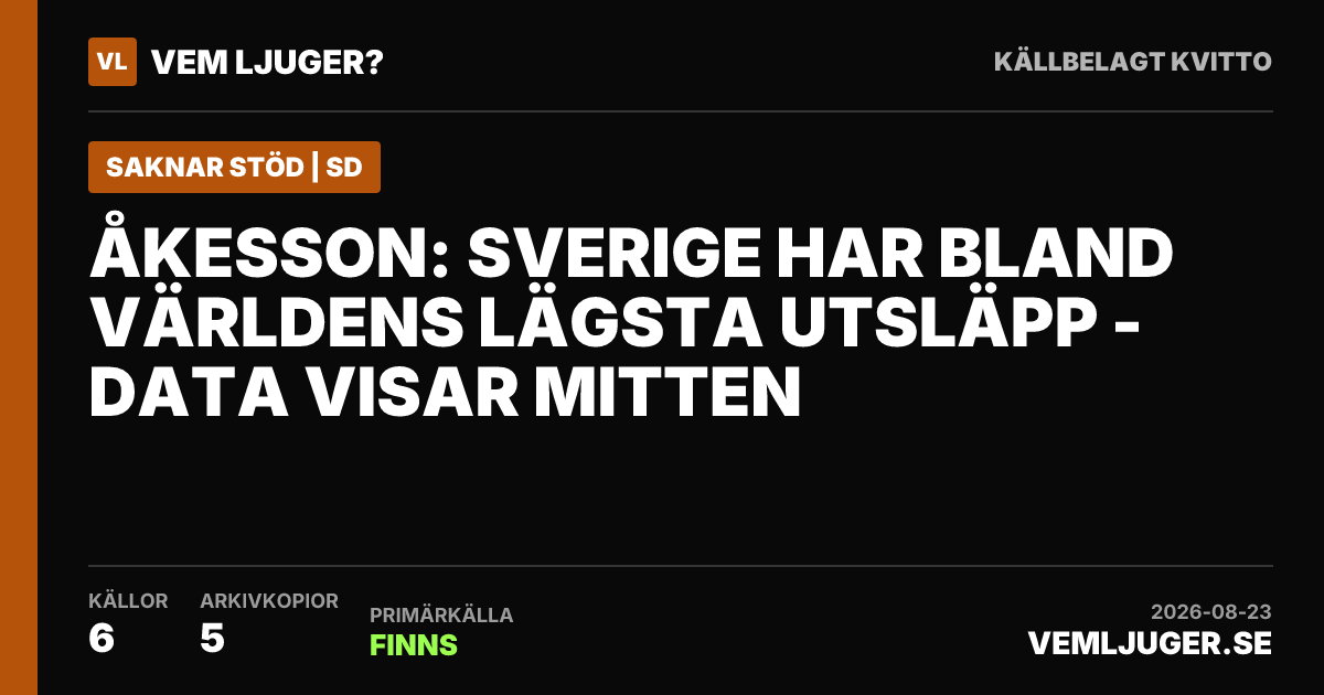 Delningskort: Åkesson: Sverige har bland världens lägsta utsläpp - data visar mitten